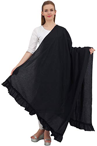 Indian Neck Wrap Cotton Dupatta Women Ethnic Chunni Ruffled Scarf