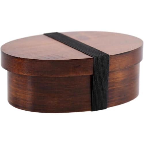 Nicffdi 曲げわっぱ わっぱ 弁当箱 日本製 小判弁当箱 秋田杉 漆器 杉 保湿 天然木製 わっぱ 弁当箱 レンジ対応 国産 ランチボックス 手作業 ご飯 女性 男性 学生 通勤 丸型 サンドイッチ用弁当箱 (ブラウン)