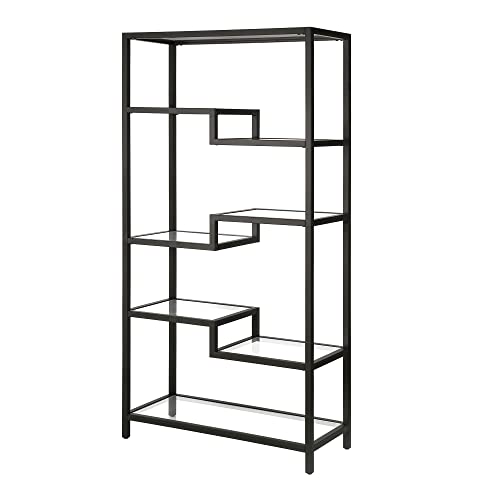 Image of Henn&Hart 68 inch Tall Rectangular Bookcase in Blackened Bronze, for Home Office, Living Room