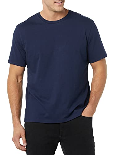 Amazon Essentials Camiseta de Manga Corta, Cuello Redondo y Corte Ajustado Hombre, Pack de 2, Azul Marino, XL