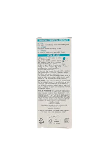 Miniatura 2 de L'Oréal Paris Exfoliante: reduce la pigmentación y las manchas de acné rápidamente, refina la textura de la piel con niacinamida y AHA, exfoliante brillante Reveal Dark Spot Peeling, 25 ml