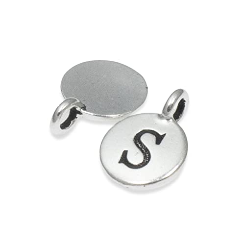 Tierracast Pewter Initial Charms-Silver Round Letter"S" 12X16Mm (2) #TOP1