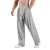 [Manatsulife] ワイドパンツ ロングパンツ メンズ イージーパンツ ストレート ゆったり ジム スポーツ CK28 (3XL, グレー)