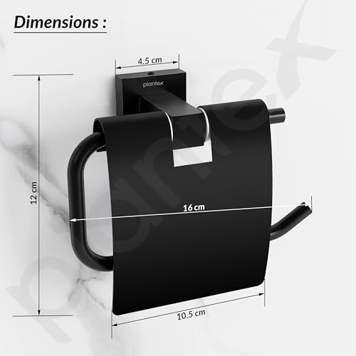 Image of Plantex 304 Grade Stainless Toilet Paper Holder /Toilet Roll Holder /Bathroom Toilet Paper Holder /Bathroom Accessories - Splash (Black)