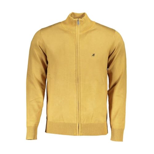 Cardigan U.S. Grand Polo jaune pour homme en maille classique