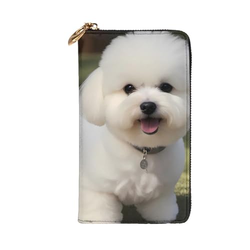 Bichon Frise Dog Prints Leather Long Clutch Wallet for Fashionable Girls and Women - Durable, Stylish, and Functional, Black, One Size2