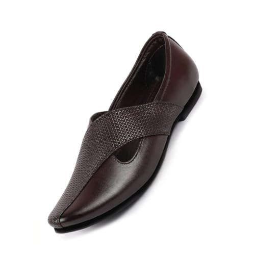 Image of FAUSTO Mens Embossed Ethnic Party Slip On Traditional Juttis and Mojaris | Festive