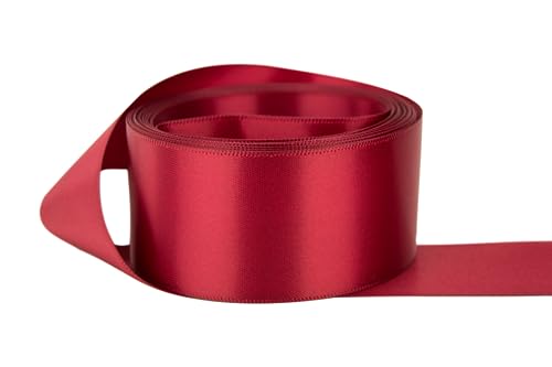 Image of Ribbon Bazaar Double Faced Satin - Premium Gloss Finish - 100% Polyester Ribbon for Gift Wrapping, Crafts, Scrapbooking, Hair Bow, Decorating & More - 3-1 /2 inch Brick Red 25yd Spool