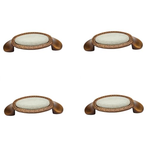 jiajulashou123 4 Piezas Tiradores de Muebles Vintage Tiradores de Cerámica para Armarios Pomos de Aleación de Zinc en Estilo Europeo Pomos de Cajones de Cocina con Tornillos (Hole Pitch:64mm)