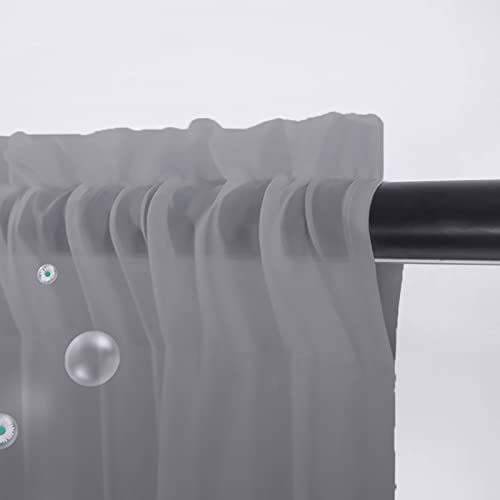 Sheer Valance, Daisy Butterfly Bubbles Valance Curtains For Kitchen Bathroom, Rustic Teal Blue Grey Voile Window Curtain Tier Linen Semi Window Treatment Rod Pocket Valance, 1 Panel 54X18 Inch #TOP5