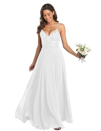 ForElise Beach Wedding Dresses for Bride 2025 Spaghetti Straps Lace Appliques Long Bridal Gown2