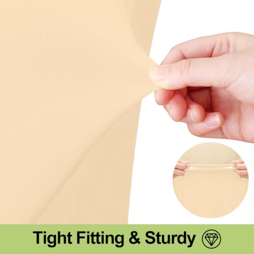 Image of Smiry Spandex Elastic Fitted Table Cloth Skirt for 8FT Rectangle Table | Stretch Washable Table Cloth, Banquet Table Cover for Wedding, Party, Indoor & Trade Shows, (Ivory, 96Lx30Wx30H)