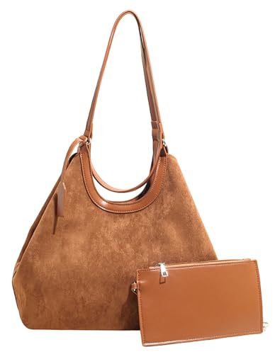 2 Pcs Slouchy Suede Hobo Bags Women Cute Crescent Crossbody Purses Underarm Shoulder Bag Satchels Travel Tote Handbag 2025