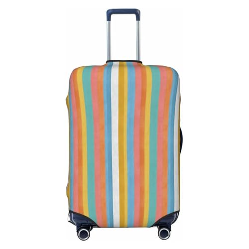 Summer Striped Fabric Vertical Stripes Elastic Travel Luggage Covers Dustproof Scratch-Resistant Suitcase Protector Fit 22-24 Inch