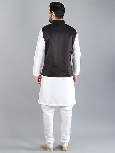 Image of Uri and MacKenzie Men's Silk Blend Kurta Pajama with Designer Ethnic Nehru Jacket /Modi Jacket
