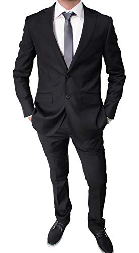 Abito da uomo Abito Completo Uomo Sartoriale Elegante Casual (Nero, 62)