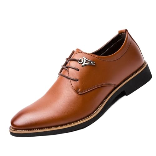 Men's Leather Shoes Men's Shoes Black Casual Leather Shoes Formal Business Pointed Lace-up(Brown,40)