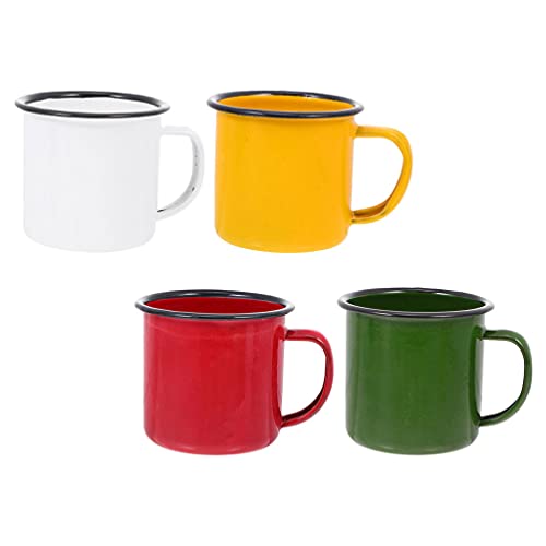 Luxshiny Juego de 4 Tazas de Camping Esmaltadas Tazas de Café Vintage Pequeñas Tazas de Té de Metal Tazas de Sopa de… - Imagen 5
