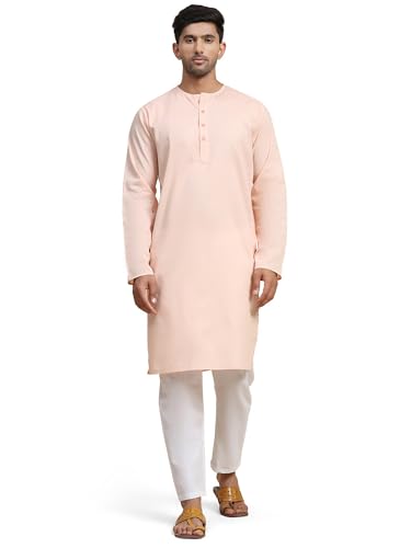 Image of Men's Pure Cotton Solid Kurta Pajama Set Round Neck Casual Yoga Dress
