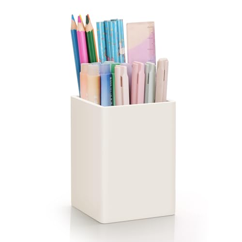 Stifte Organizer Nordische Eleganz Quadratischer Silikon-Stiftehalter Weicher Minimalistischer Schreibtisch Organizer Wasserdichter Multifunktionaler Bürobedarf Für Zuhause Kinder und Schule(Beige)
