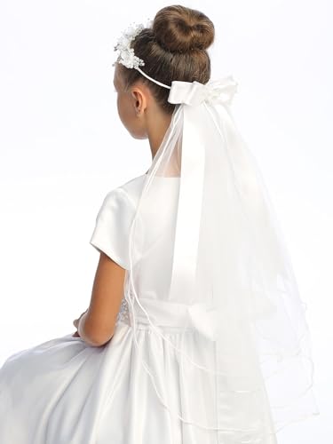 Pink Princess White Veil for Kids - 1st Communion Veils for Girls - Holy First Communion Veil for Girls 7-16 - Velos para Primera Comunion2