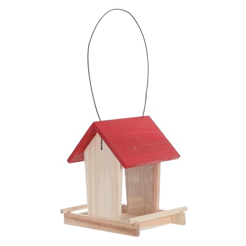 JUMPLAWN Wooden Bird Feeder Outdoor: Large Capacity Hanging Wood Birdfeeder - Rustic Farmhouse Style Bird Nest Box for Robin Sparrow Finches