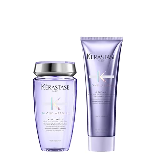 Kérastase Blond Absolu Shampoo and Conditioner Set, Routine for Blonde Hair Including Bleached and Highlighted Hair, Formulated with Hydrating and Illuminating Hyaluronic Acid, Duo Set