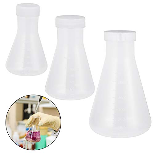HEALLILY 3 Pcs Balão de Polipropileno Erlenmeyer Cônico Científico Definido para Estudantes de Quími