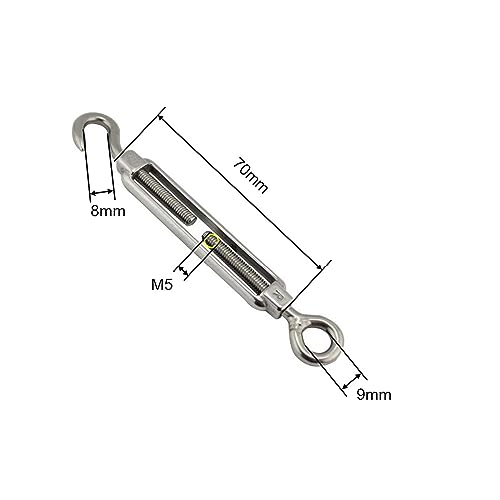 BREAKA 1PCS 304 Stainless Steel Turnbuckle Hook and Eye M4 M5 M6 M8 Marine Cable Raling Stainless Steel Hook and Eye Turnbuckles (Color : M5) miniatura 2