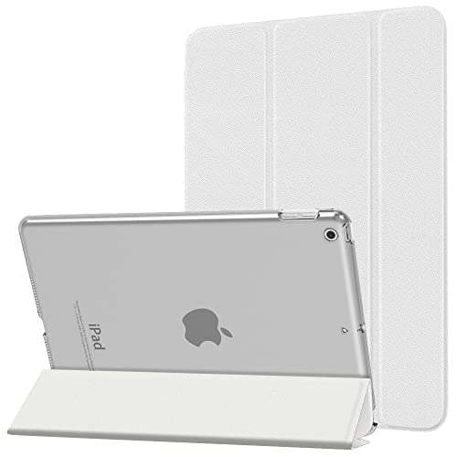 MoKo iPad 9 ケース 2021 iPad 10.2 ケース 第9/8/7世代(2021/2020/2019) 半透明 オートスリープ機能 薄型 スタンド 三つ折り 高級PUレザー 裏地マイクロファイバー 傷防止 スマートケース White