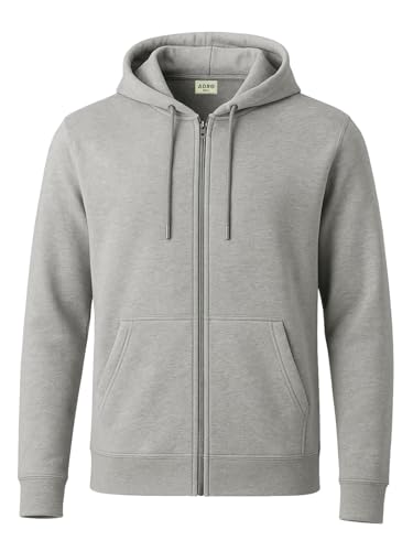 Image of ADRO Mens Cotton Solid Zipper Hoodie Sweatshirts
