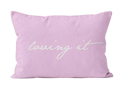 room99 Kissenbezüge Kissenbezug 50x60 cm Loving IT/100% Baumwolle Landhaus Vinatge (rosa + weiß) Cover