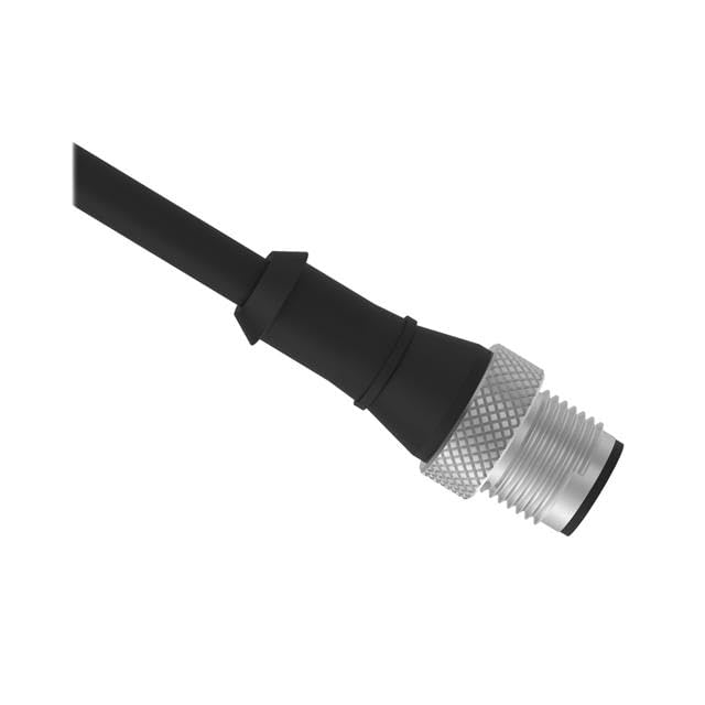MQDMC-406, Sensor Cables/Actuator Cables Cordset A-Code M12 Single Ended; 4-pin Straight Male Connector; 2.04 m (6.69 ft) in Length; Black PVC Jacket, Nickel-Plated Brass Nut