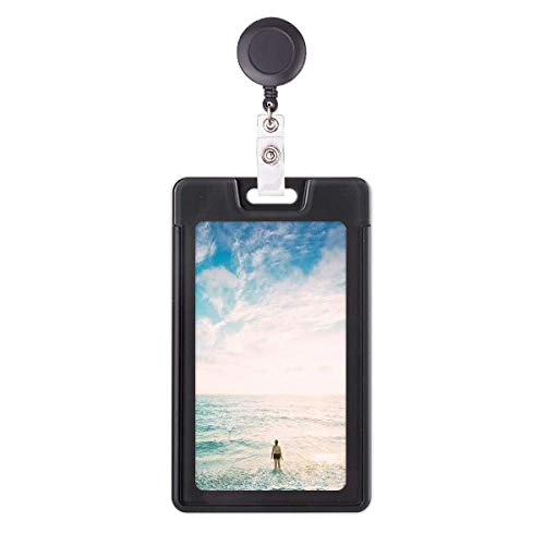 Porte-badge rétractable océan et plage avec enrouleur robuste pour carte d'accès