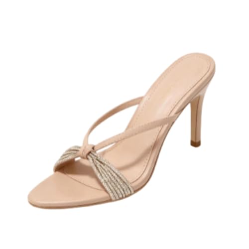 Sandales à talon haut bout pointu nude en cuir verni chic pour femme