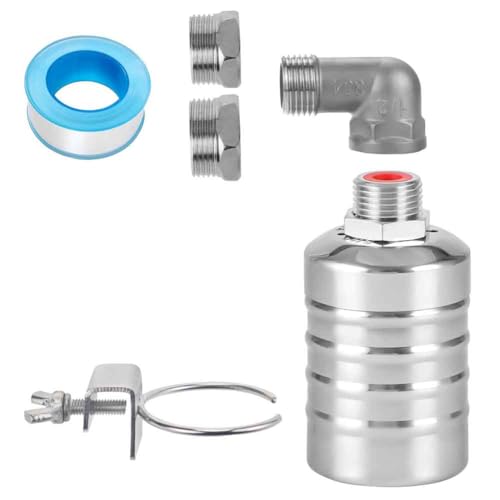 Elqater 1/2 Inch to 3/4 Inch Stainless Steel Float Valve - Fully Automatic Water Level Controller, Easy Install