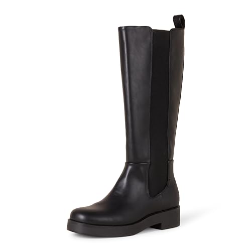Amazon Essentials Botte Haute à Soufflet Femme, Noir,...