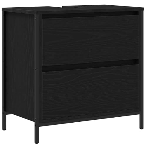 vidaXL Meuble de Salle de Bain en Chêne Noir avec Lavabo et Tiroirs 60x34,5x60 cm, Vasque de...