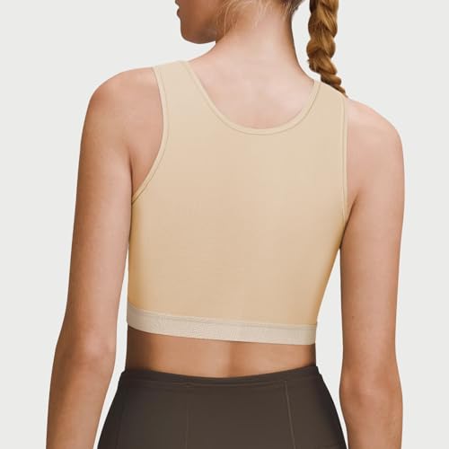 GCTBL Transgender Chest Binder FTM Binder Trans półpiersiowy biustonosz kompresyjny tank top, CIELISTY, L