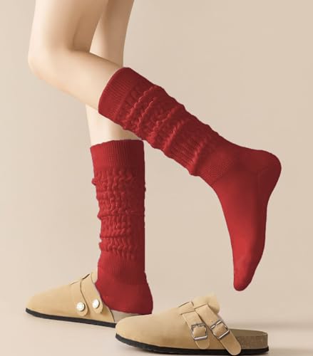 Image of Slouchy Socks for Women Stretchy Knee-High Scrunch Socks Soft Long Slouch Boot Socks
