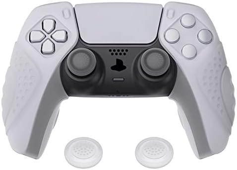 playvital Guardian Edition Black Ergonomic Soft Controller Silicone Case Grips for ps5, Rubber Protector Skins with Thumbstick Caps for ps5 Controller  Compatible with Charging Station