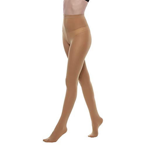Manzi Microfibre Tights For Women, Semi Opaque Solid Colored Footed Pantyhose 70 Denier(Suntan S/M) #TOP3