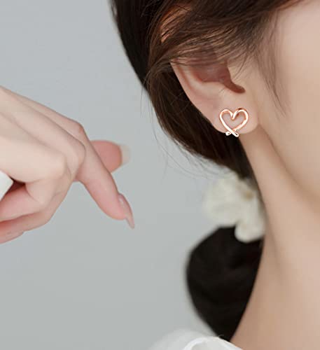 Reffeer 925 Sterling Silver Love Heart Clip On Earrings No Piercing Cuffs For Women Girls Heart Wrap Earrings (C-Rose Gold) #TOP1