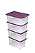Produktbild Unimet 4er Set Eurobox mit Deckel und Rollen - 60 x 40 x 33 cm - Brombeer Griffe Silber