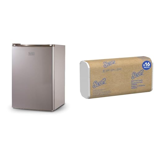 Image of BLACK+DECKER 2.5 Cu Ft Compact Refrigerator Bundle with Scott 16-Pack 4000-Count Multifold Paper Towels