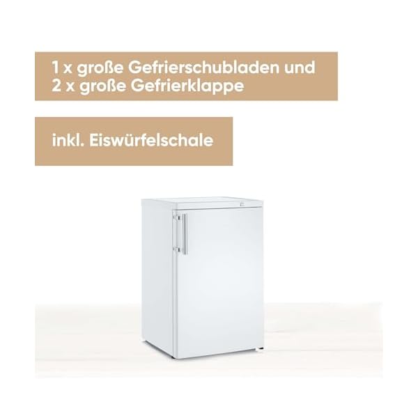 SEVERIN Tischgefrierschrank, reichlich Stauraum, besonders leise - 38 dB, 1 x große Gefrierschublade und 2 x große Gefrierklappe, 80 L Nutzinhalt, weiß, GS 8858 – Bild 3
