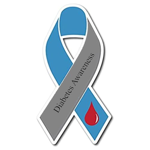 High Quality Waterproof Diabetes Awareness Ribbon Stickers - Durable Blue & Red Decals for Health Advocacy, Medical Alerts, and Charity Events (50 Small Stickers - H: 1.50 X W: 0.87 inches)