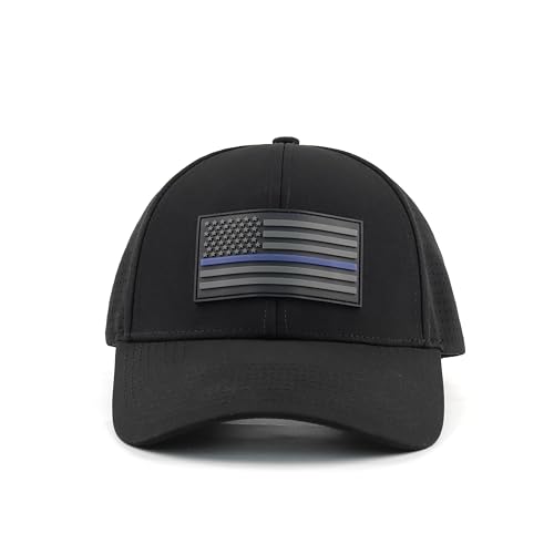 Image of Thin Blue Line, Thin Red Line American Flag, PVC Patch, Baseball Cap