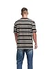 KLIEGOU Men's Fashion Loose Fit Crewneck Stripe T-Shirt, 6096 Black + White + Orange, Medium #1