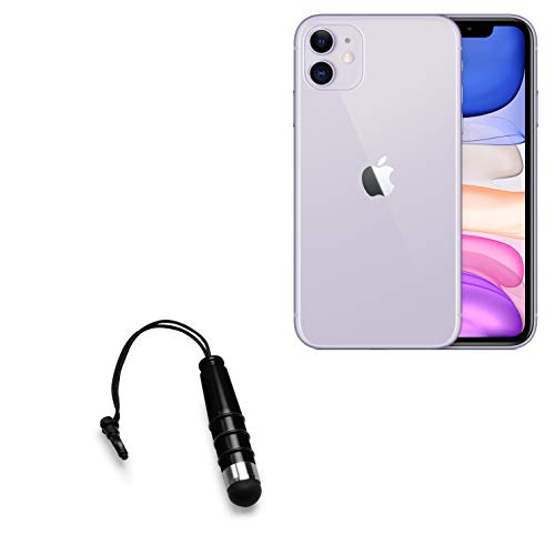 BoxWave Stylus Pen Compatible with Apple iPhone 11 - mini Capacitive Stylus, Small Rubber Tip Capacitive Stylus Pen - Jet Black